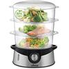 Ufesa CV4000 Vaporiera 800 W, 3 Vassoi Impilabili, Capacità 9 L, Timer da 60 min, Include Ciotola da 1 L per Riso e Supporto per Uova, Senza BPA, Inox