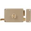 Amig - Serratura a Soprapponere Destra con leva di Chiusura, Linguetta e Maniglia per Porte in Legno Mod. 78 | 120 x 85 mm | Chiavistello con Cilindro Rotondo a Dente di Sega | Acciaio Beige