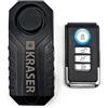 KRASER KR726 Allarme Bicicletta, Telecomando, Sensore Movimento 7 Livelli, 3 Toni, 113 Db Wireless con Telecomando, Allarme Moto Senza Installazione, Sicurezza Antifurto Bici Scooter Elettrico Porta