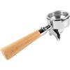 SagaSave Portafiltro per caffè, 58 mm, doppio beccuccio, senza fondo, per E61, manico in legno massiccio, resistente, per bocchette per orecchie serie Barista e macchina da caffè espresso (legno di faggio)