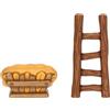 THUN - Set scala e mangiatoia in ceramica Presepe Classico - MANGIATOIA 6,3 X 4,2 X 3,6 CM H SCALA 4,3 X 1 X 9,4 CM H - Ceramica