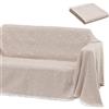 BAKAJI Coperta Copri Divano Piedi Letto Multiuso 230x290cm Fantastia Stelle Beige