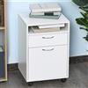 BAKAJI Cassettiera Scrivania Casa Ufficio Legno MDF con Cassetto e Anta 4 Ruote Bianco