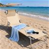 BAKAJI Lettino Mare Pieghevole Leggero con Tettuccio Parasole Regolabile Beige