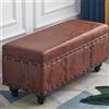 Shally Dogan Cassapanca Contenitore Ecopelle Divano Panca Pouf Contenitore 80x40x43cm Marrone