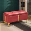 Shally Dogan Cassapanca Contenitore Rosso in Ecopelle con Piedini in Metallo Oro Panca Pouf