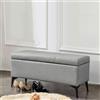 Shally Dogan Cassapanca Contenitore Ecopelle Panca Pouf con Piedini in Metallo Grigio Chiaro