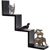 BAKAJI Mensola Parete Moderna Design Zig Zag Mensole Muro Scaffale 3 Ripiani Nero