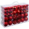 BAKAJI Confezione 100 Palline Natale Colore Rosso Diametro 3/4/6 Cm Addobbo Natalizio