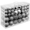 BAKAJI Confezione 100 x Palline Natale Colore Silver Diametro 3/4/6 cm Addobbi Natalizi
