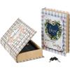 BAKAJI Cassaforte Cassetta Di Sicurezza Finto Libro Cuori Love 2 Chiavi 16x24x5cm