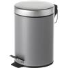 BAKAJI Pattumiera da Bagno Grigio Capacità 3 Litri Apertura a Pedale e Manico 17x24,5cm