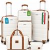 PROVITERA Set 6 Pezzi Valigie Rigide Family in ABS Beauty Case Beige e Marrone 55/66/75 cm