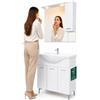 Shally Dogan Set Completo Mobile da Bagno da Terra 85 cm Tre Ante Bianco Specchio e Accessori