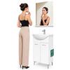 Shally Dogan Set Completo Mobile da Bagno da Terra 55 cm Due Ante Bianco Specchio e Accessori