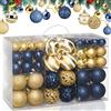 BAKAJI Confezione 100 Palline Natale Oro e Blu Diametro 3/4/6 cm Addobbo Natalizio