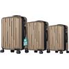 PROVITERA Set 3 Valigie Rigide New York con Ruote Easy Roll Trolley Bagaglio Viaggio Oro