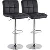 BAKAJI Set 2 Sgabelli da Bar Cucina Seduta Schienale in Ecopelle Nero con Poggiapiedi