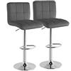 BAKAJI Set 2 Sgabelli Cucina Seduta Pelle Imbottita Sgabello Girevole Casa Bar Grigio