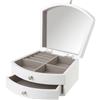 BAKAJI Portagioie Richiudibile Scatola Legno Bianco Porta Gioielli 2 Cassetti 1 Ripiano