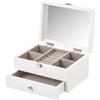 BAKAJI Portagioie Legno Bianco Porta Gioielli 1 Cassetto 1 Ripiano 10,50x19,50x15,50 cm