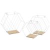 BAKAJI Set 3 Mensole Esagonale da Parete Design Industrial Scaffale Bianco Legno Naturale