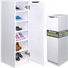 BAKAJI Scarpiera Mobiletto Multiuso in Legno Bianco Mobile Porta Scarpe 30x35x100 cm