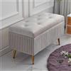 Pouf Contenitore Panta in Velluto Rettangolare Morbido Capiente Divanetto Grigio