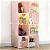 BAKAJI Mobile Scarpiera Modulabile Cameretta Bambini 8 Cubi Salvaspazio Rosa 35x45x35Cm