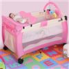 BAKAJI Lettino Culla Box Gioco + Fasciatoio e Giochi Bambini Campeggio Pieghevole Rosa