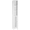 BAKAJI Colonna da Bagno con Mensole Armadio in Legno Colore Bianco 30x28x170H cm