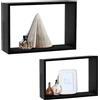 BAKAJI Set 2 Mensole a Muro Moduli da Parete Pensili Rettangolari in Legno Nero 40 cm