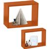 BAKAJI Set 2 Mensole a Muro Moduli da Parete Pensili Rettangolari in Legno Arancione