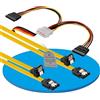 sonero® set di cavi dati SATA III 6Gb/s, 2x 0,50 m, angolato + 4 pin a 2x SATA, giallo