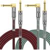 OTraki Cavo per Chitarra 2 Metri, OTraki 2 Pezzi Cavi Jack per strumenti Durevole 1/4 6.3mm TS Mono Connettore Cavo Amplificatore Chitarra Elettrica Basso con Rivestimento in Tessuto