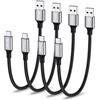 OTraki Cavo USB Type-C 2.0, 4 Pezzi Filo USB C 20cm, Cavo Ricarica Rapida Type c in Nylon per Auto Compatibili con iPhone 17 16 Pro Max, con Samsung S25 24 Ultra, con Xiaomi iPad ECC.