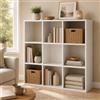 Xinyvee Libreria Bianca, Scaffale a 9 Cubi, 93 x 29,5 x 93 cm | Mobile portaoggetti 3 x 3 con 5 pannelli posteriori posizionabili, anche come divisorio per soggiorno, ufficio e camera.