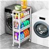 OrderlyGo Carrello da cucina stretto con 4 livelli, carrello con ruote e piastra in legno, carrello da cucina in metallo con manico per piccoli ambienti, cucina, bagno, soggiorno, bianco