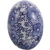 HAPINARY Uovo 2'' Bianco e Decorativo Blu Chinoiserie Ceramica | Galleggiante per Acquario e Fontana, Finitura Lucida, Motivo Floreale, Adatto a Pasqua e Primavera