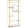 BarberPub libreria bianco, scaffale in piedi con 6 livelli, scaffale per ufficio con struttura in metallo, scaffale per ufficio, soggiorno, cucina, salone per unghie, oro, 30x80x180cm, 5180