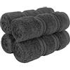 American Soft Linen Set di 4 asciugamani di lusso per bagno, 600 g/m², 100% cotone, 4 pezzi, 33 x 33 cm, morbidi stracci per corpo e viso, grigio scuro