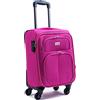 R.Leone Valigia Trolley Espandibile bagaglio a mano 4 ruote in stoffa 214 (Fucsia, XS Bagaglio a mano 51cm)