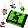 MINECRAFT Portafoglio Ragazzo - Portafoglio Bambino con Set Portachiavi per Bambini Creeper Portamonete con Zip Gadget Ufficiale Unisex Regali per Gamer
