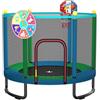 Maxbinton Trampolino per bambini da 150 cm per interni/esterni - con rete di sicurezza, canestro da basket e accessori da gioco, regalo di compleanno e Natale per ragazzi e ragazze