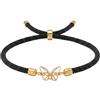 Salia Gold Paris Bracciale - oro 18 carati - 0.22 g - design cordino nero intrecciato con farfalla delicato - simbolo elegante - Idea regalo - Punzone 750 - Certificato di autenticità