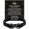 VGWON Braccialetto da uomo con nodo infinito, regalo per la festa del papà per lui per il mio uomo, braccialetto in pelle I Love You, regalo di compleanno per fidanzato, marito, coppia uomo