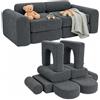 Relaxdays divano gioco modulare, 10 pz, blocchi morbidi, grigio | Sofa per bambini, 32x108x50 cm