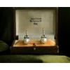 Boucles d'Orecchie Dormeuse Doré Opaco Foglia Cabochon Perla Bianca Leggera SB65