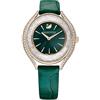 Swarovski Crystalline Aura Leather Strap Green Rose Gold-tone Finish Watch 5644078