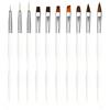 MERVYNGLYNNHUNTER Set di pennelli per nail art, 10 pennelli per nail art, con 1 lima per unghie a doppia faccia, pennelli professionali per nail art, pennelli sottili per unghie, Bianco